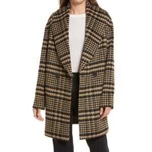 Avec Les Filles 'Plaid' Brown Shawl Collar Coat Size XS
